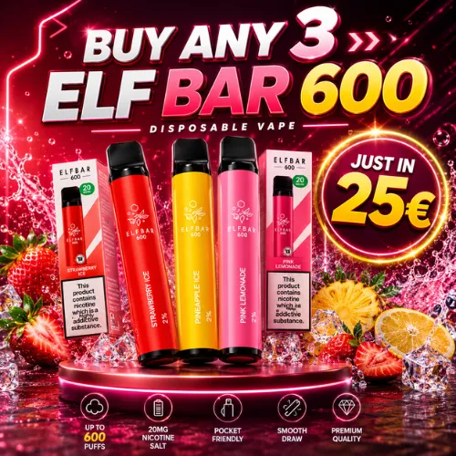 Offer Buy Any 3 Elf Bar 600 Disposable Vape | just in 25