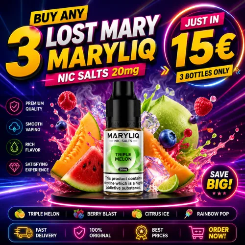 Buy any 3 Lost Mary MARYLIQ Nic Salts 20mg | Just in 15€